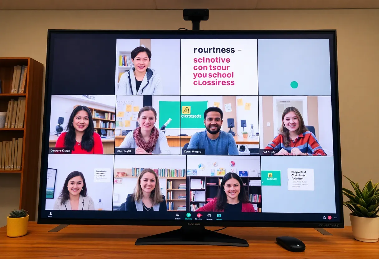 Participants attending a virtual meeting about AISD school closures