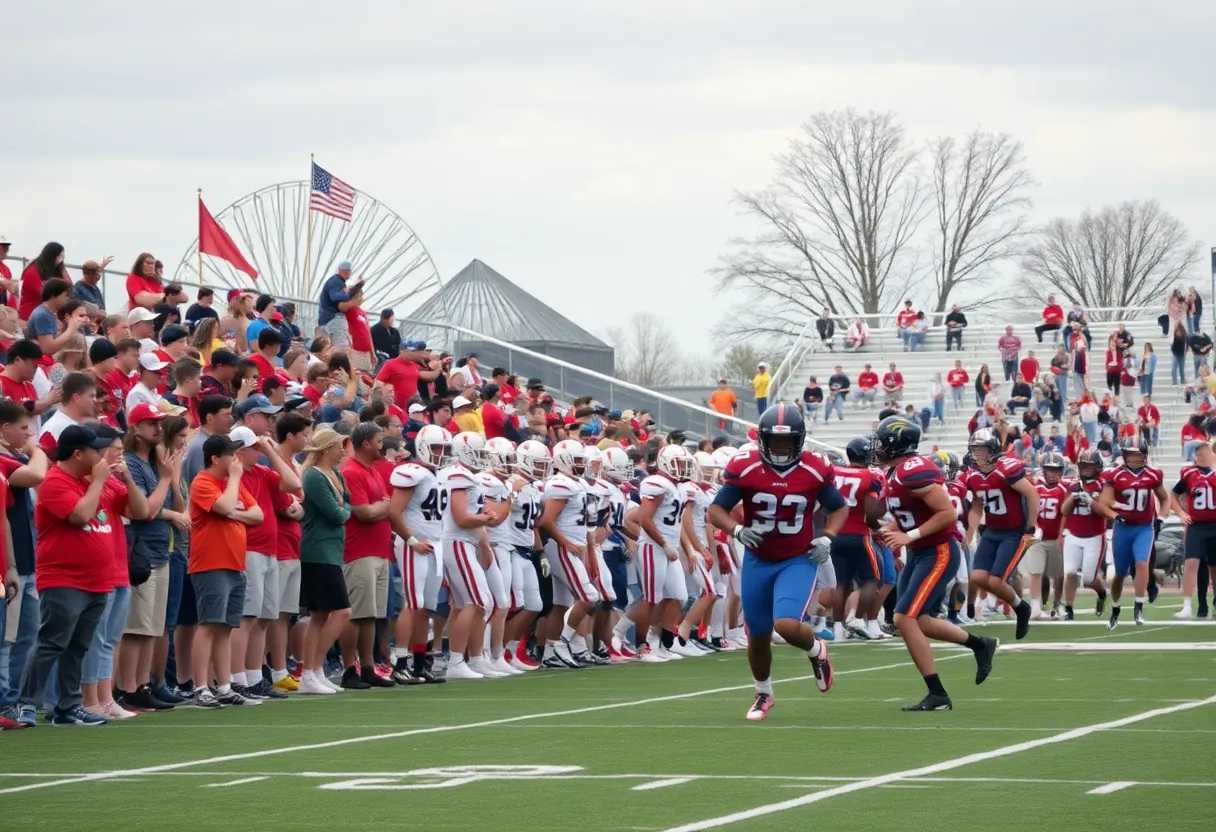 Players from Anderson Trojans in action against McCallum Knights during the Shoal Creek Showdown.