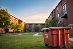 Apartment complex in North Austin with a dumpster