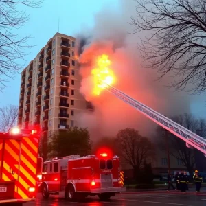 Firefighters responding to an apartment fire in Austin