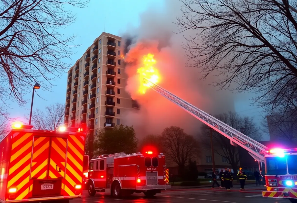 Firefighters responding to an apartment fire in Austin
