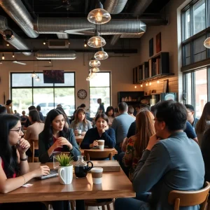 A busy coffee shop in Austin showcasing its vibrant coffee culture.