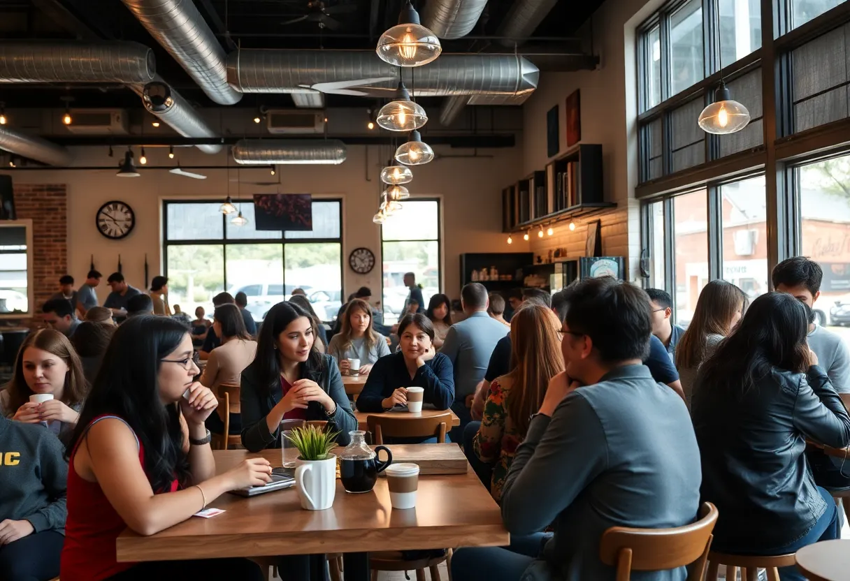 A busy coffee shop in Austin showcasing its vibrant coffee culture.