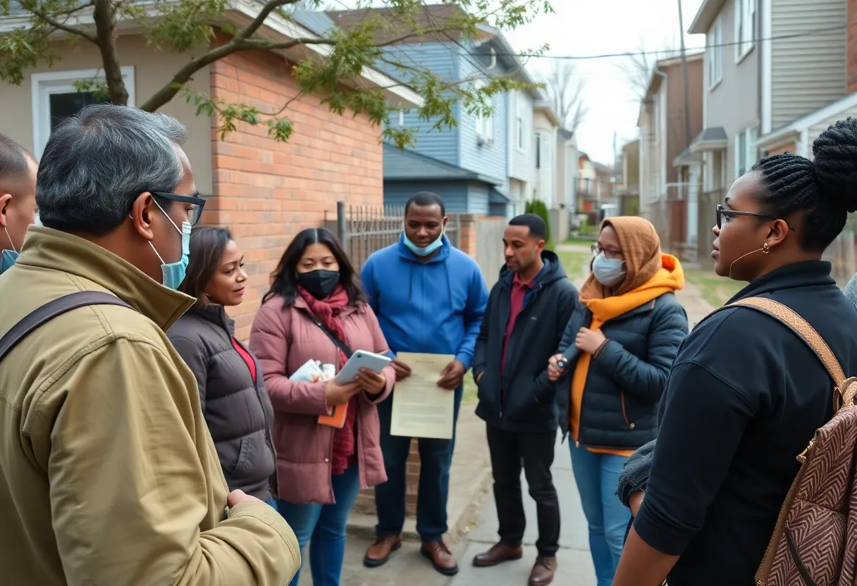 Residents engaging in community support for displacement prevention