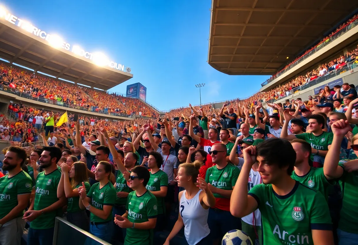 Fans cheering at Q2 Stadium during the U.S. Open Cup Final