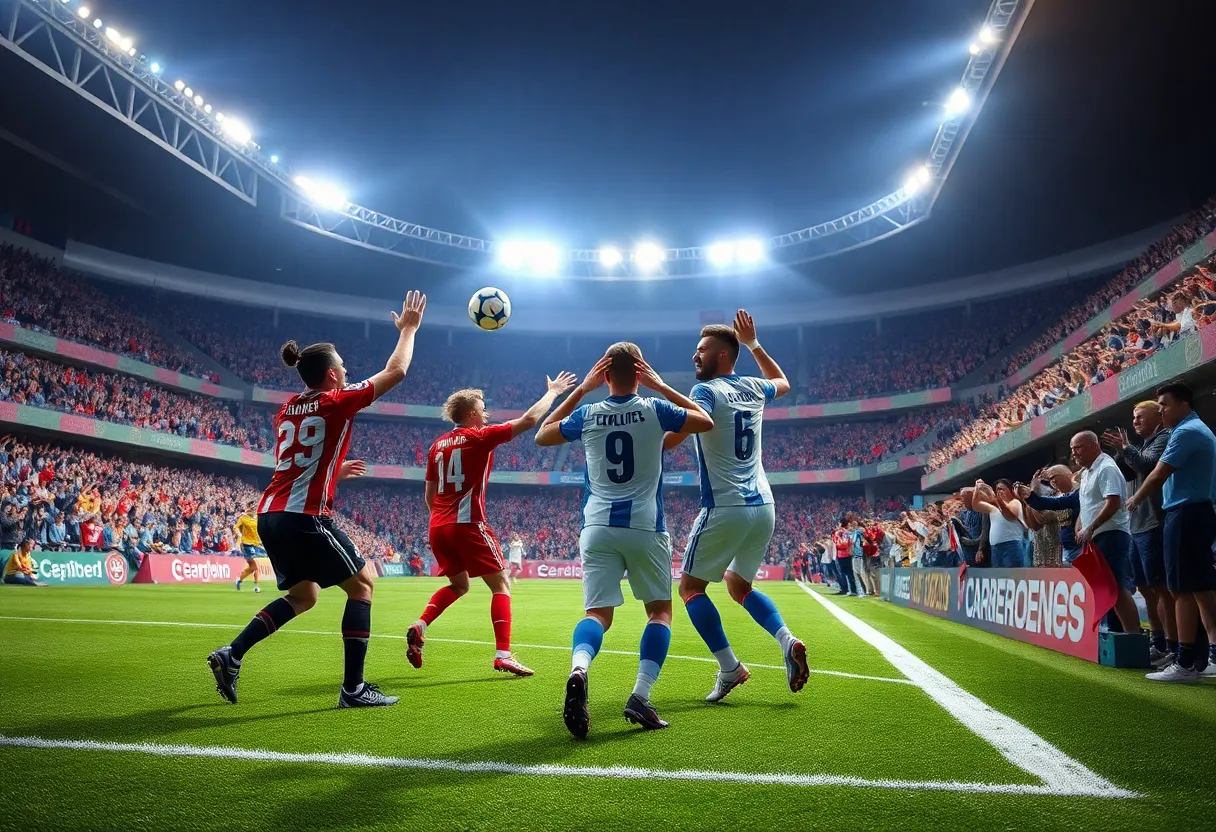 Austin FC players celebrating after scoring a last-minute goal