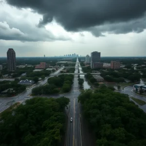 Flooded streets in Austin due to heavy rainfall