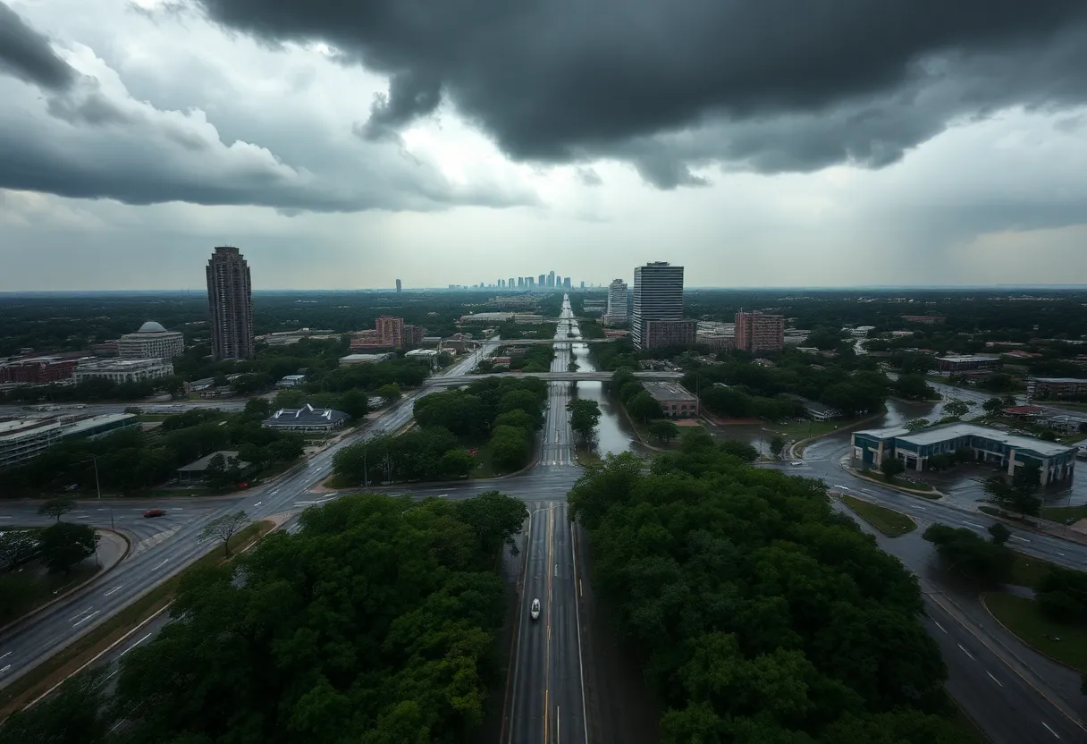 Flooded streets in Austin due to heavy rainfall