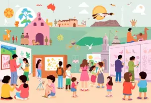 Families exploring museums in Austin during Museum Day