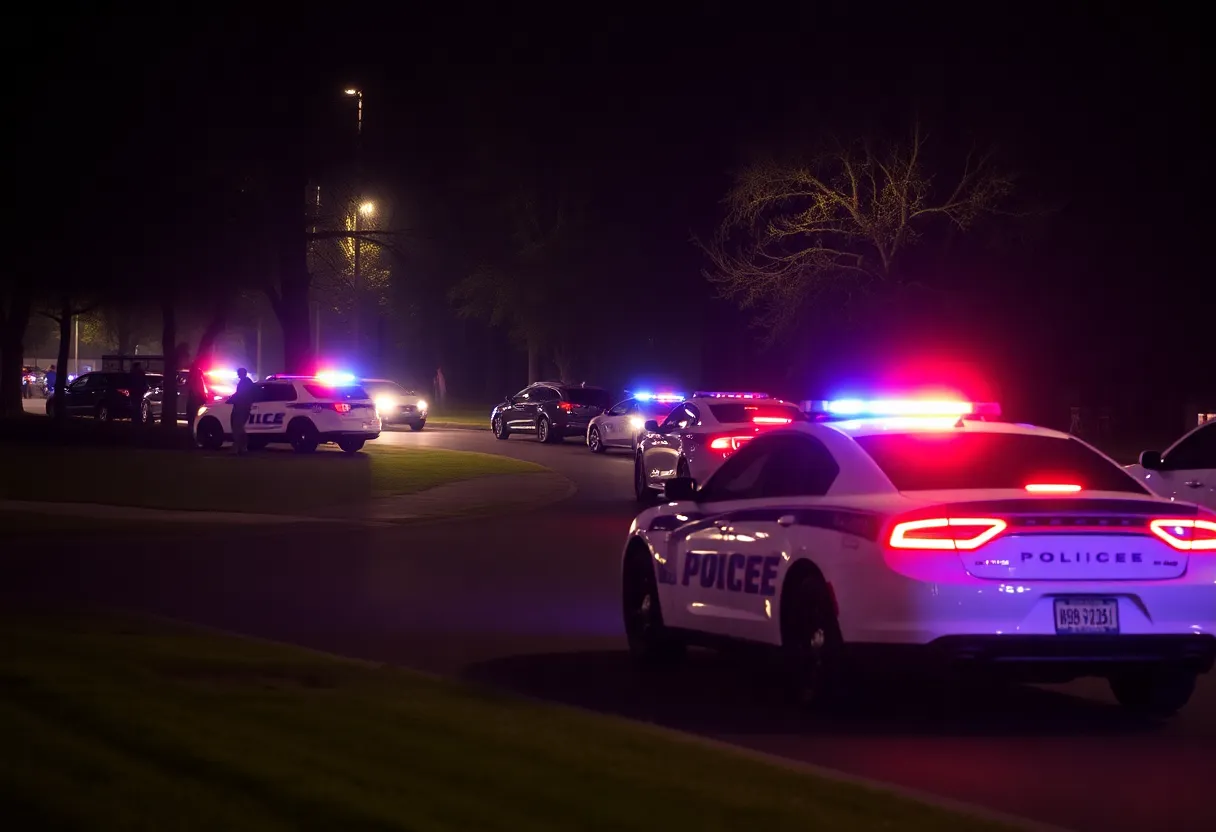 Police vehicles at the scene of an officer-involved shooting in Austin