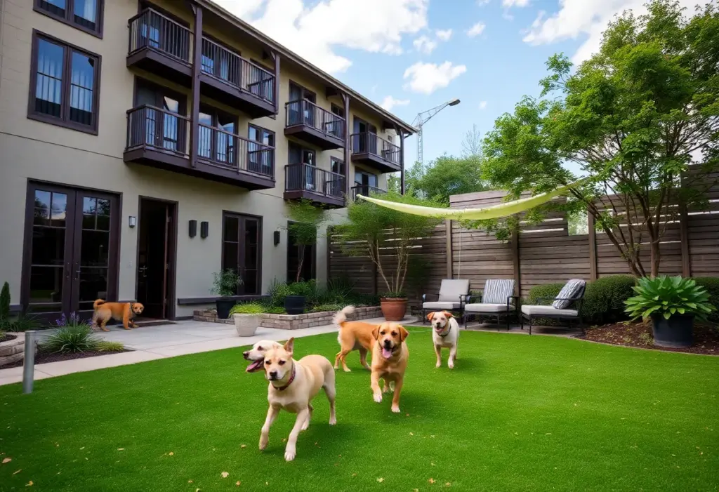 A pet-friendly hotel in Austin with a spacious outdoor area for pets.