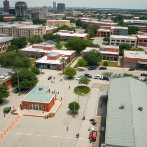Aerial view of schools in Austin, Texas
