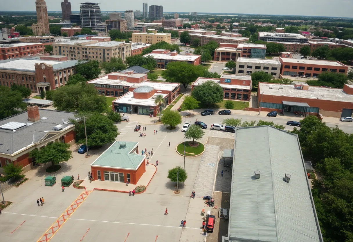 Aerial view of schools in Austin, Texas