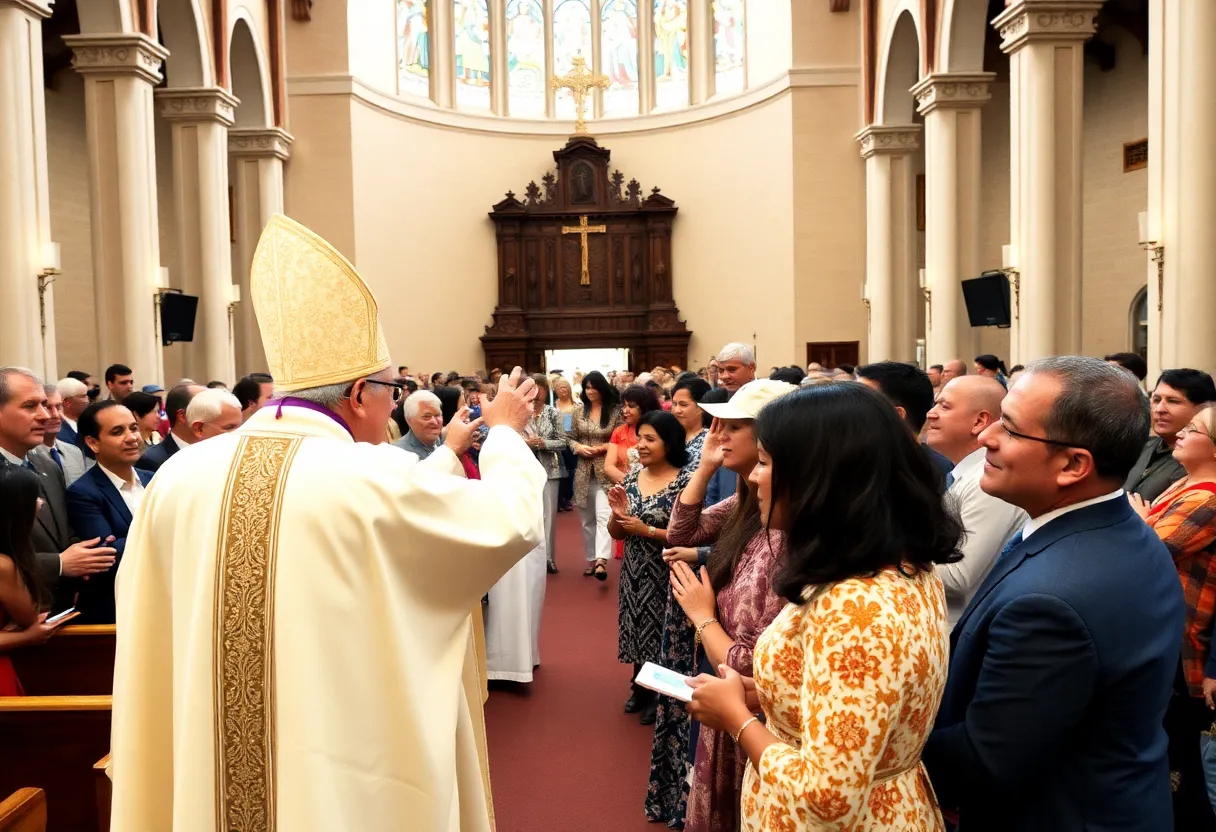 Ceremony of Bishop Installation with diverse attendees.