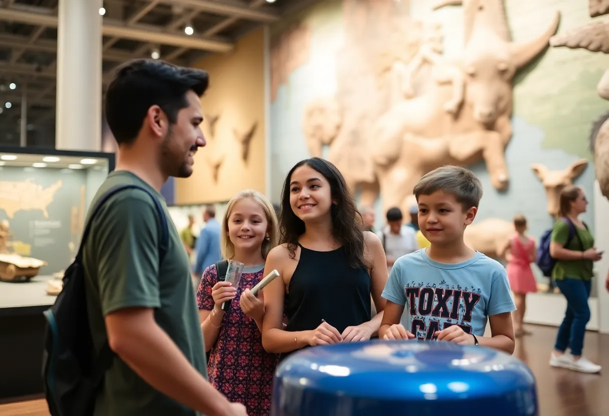 Families enjoying educational exhibits at the Bullock Museum