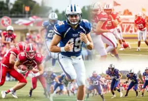 Central Texas high school football players competing on the field