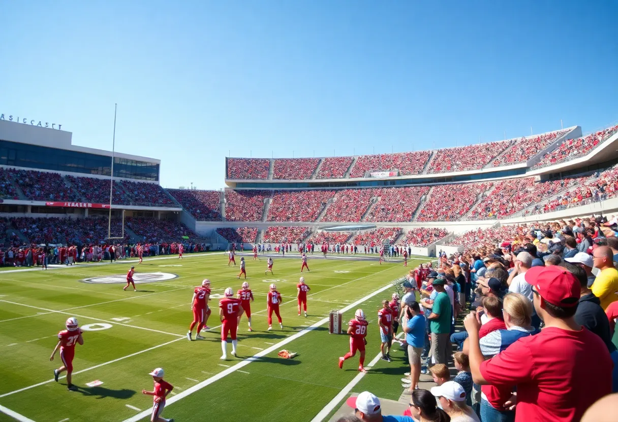 High school football players in action on the field