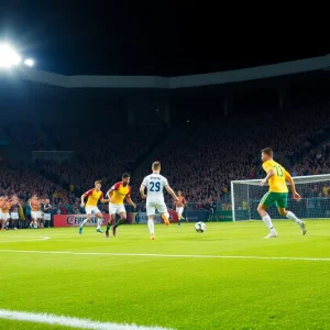 Players in action during a Central Texas high school football game