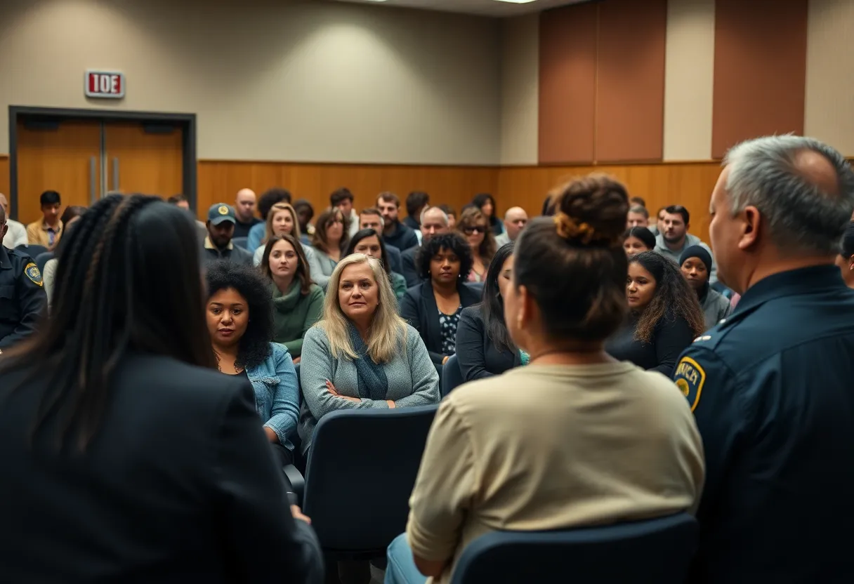 Residents discussing safety issues at Edward Rendon Senior Park
