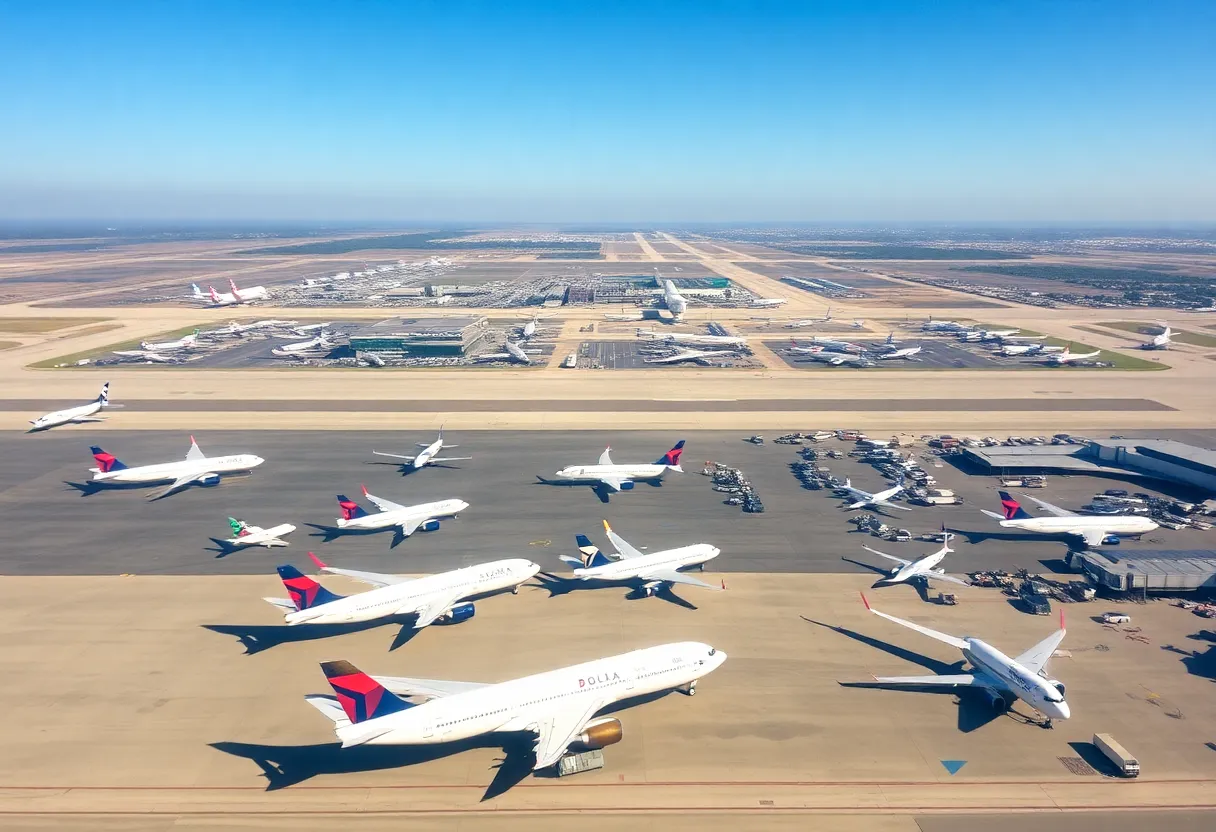 Aerial view of Delta Air Lines expansion at Austin-Bergstrom International Airport