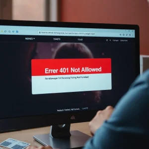 Screenshot of a user encountering Error 401 Not Allowed on TicketMaster