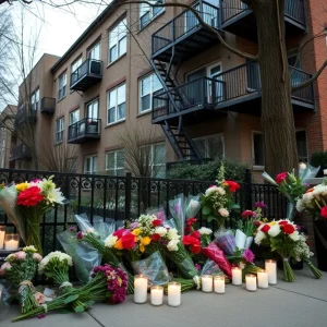 Memorial for the Brooks family outside their Georgetown apartment
