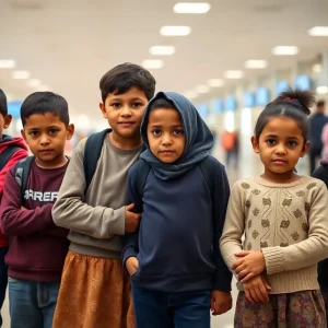 Group of unaccompanied minors from Guatemala in a protective environment