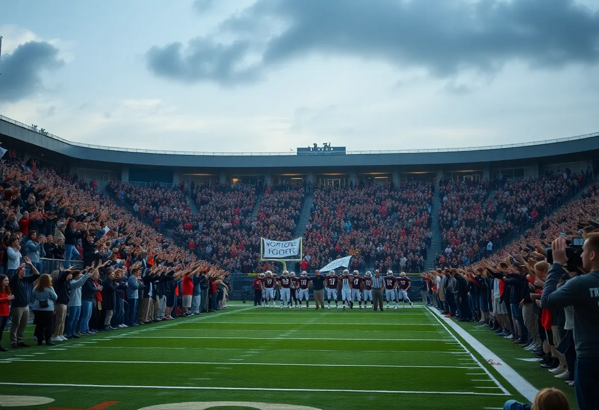 Hays High School football team celebrating their comeback victory.