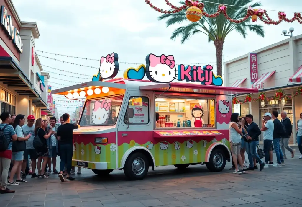 Hello Kitty Cafe Truck parked at The Domain in Austin