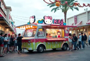 Hello Kitty Cafe Truck parked at The Domain in Austin
