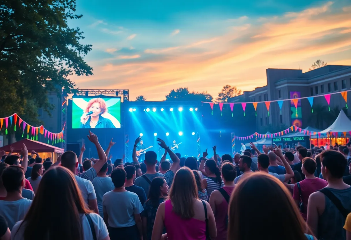 Students enjoying the Hollister Feel Good Fest at University of Texas