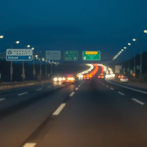 Emergency response scene on I-35 after an accident