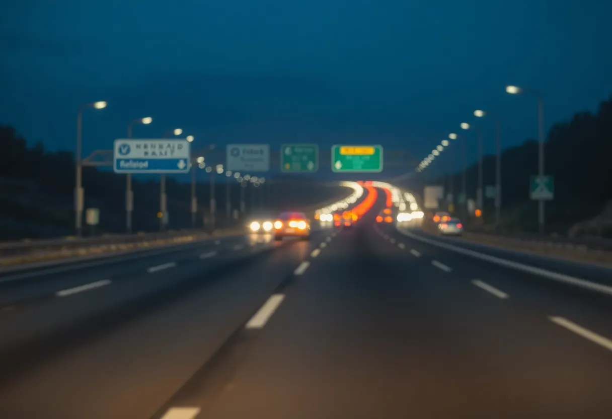 Emergency response scene on I-35 after an accident