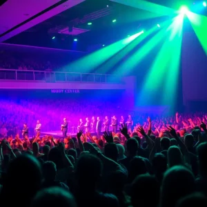 Crowd enjoying Lady Gaga's concert at Moody Center