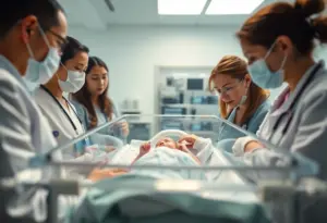 Newborn baby in a hospital nursery