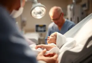 Newborn baby girl in hospital care