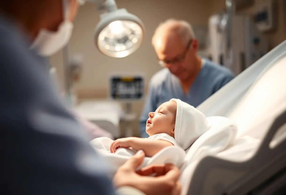 Newborn baby girl in hospital care