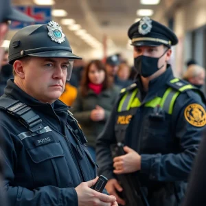 Police officers at the scene of an officer-involved shooting incident.
