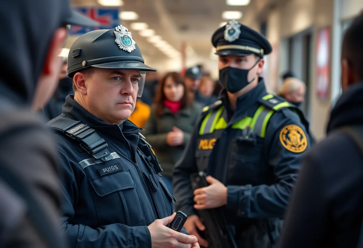 Police officers at the scene of an officer-involved shooting incident.