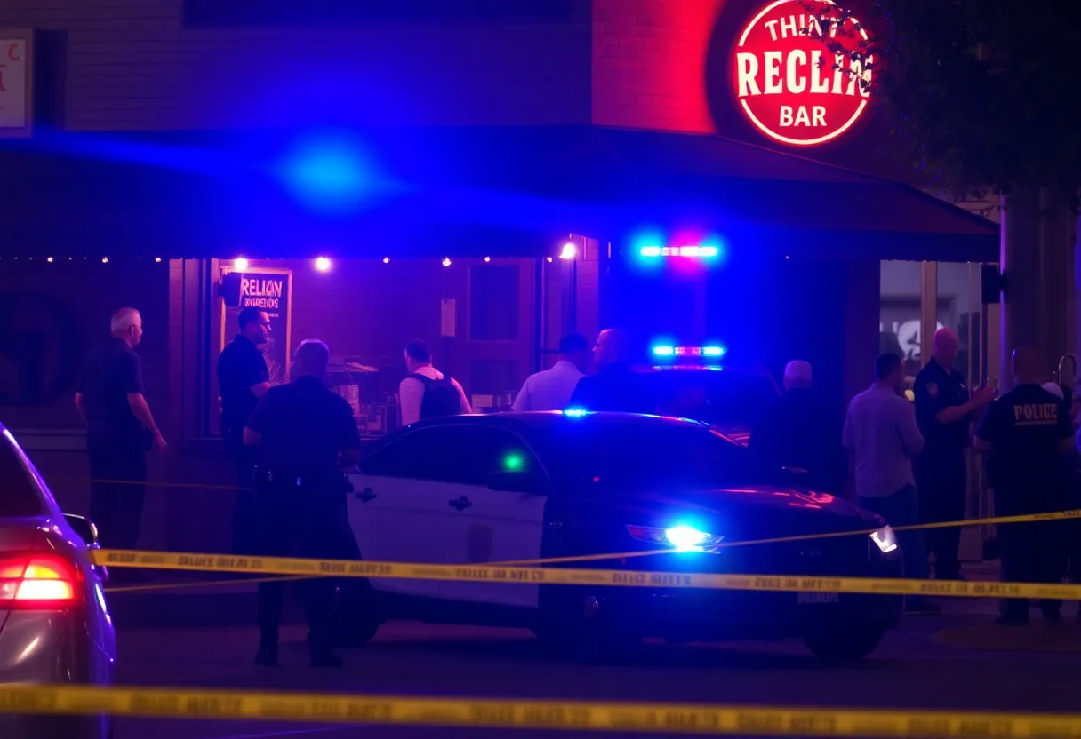 Police officers responding to an overdose incident at a bar in Austin.