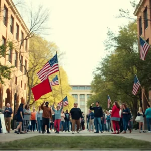 Abstract image representing political tension in a campus environment.
