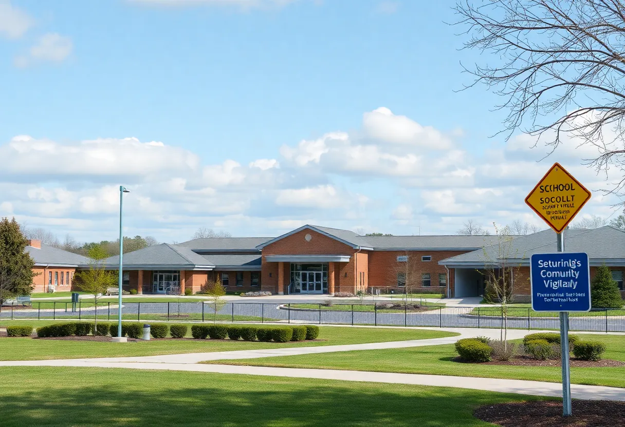A school campus highlighting safety measures.