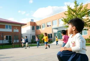 Children playing safely in a schoolyard
