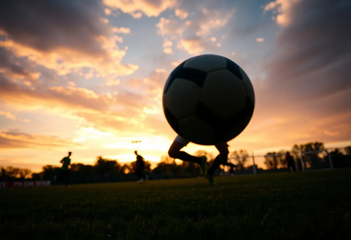 Soccer field with a ball, representing Seattle Sounders and Austin FC match
