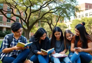 Diverse group of students on Texas college campus