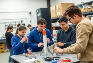 Students working on rockets at the SWIFT Rocket Lab