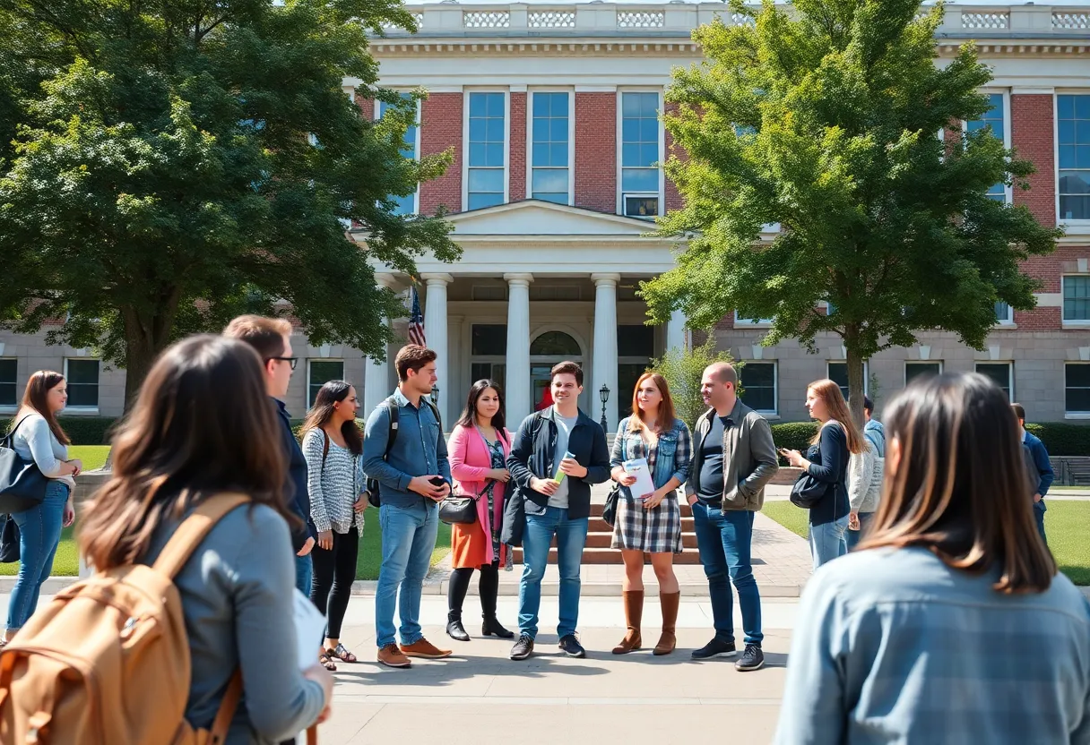 Students discussing academic topics at Texas A&M University