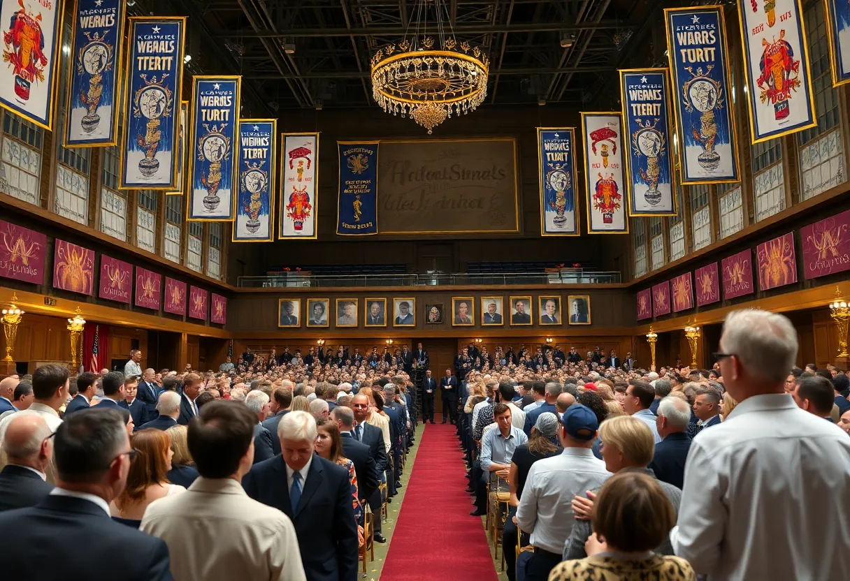 Ceremony celebrating inductees of the Texas Athletics Hall of Honor with awards and athletes present