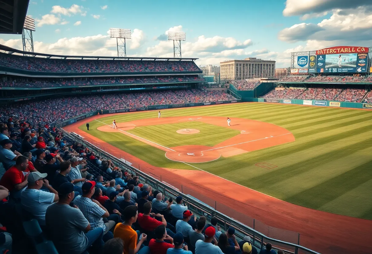 Fans enjoying a Texas baseball exhibition game