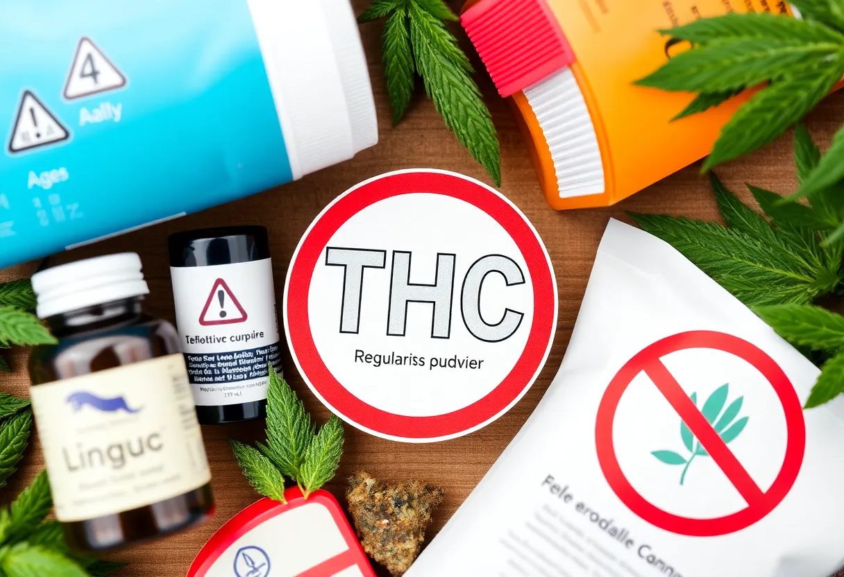 Graphic representing new THC regulations in Texas with age restrictions.
